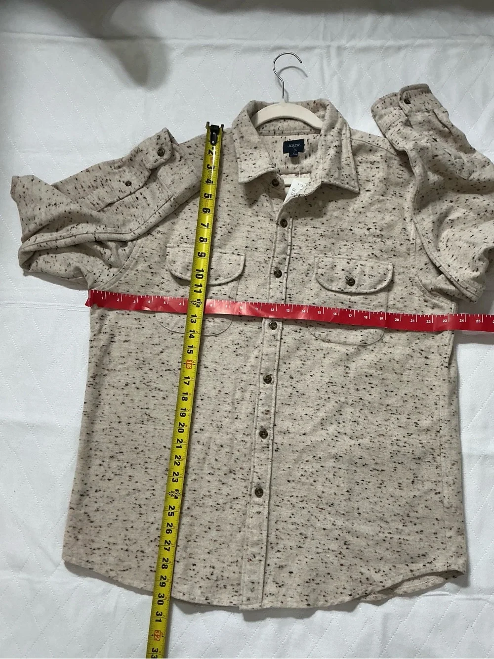 J.Crew Donegals Tweed Fleece Overshirt Shirt Jacket Oatmeal Men's Large L NWT